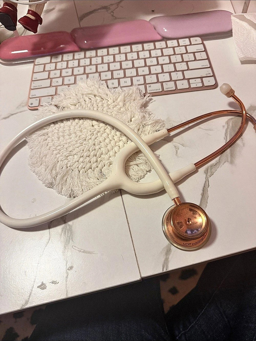 MDF Instruments MD One Stainless Steel Dual Head Stethoscope White & Rosegold